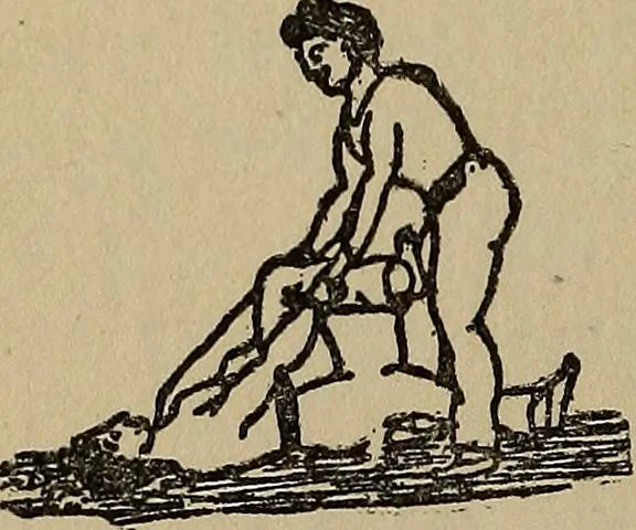 An illustration from How to, a book of tumbling, tricks, pyramids and games;, 1899, leaf 153