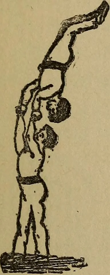 An illustration from How to, a book of tumbling, tricks, pyramids and games;, 1899, leaf 154