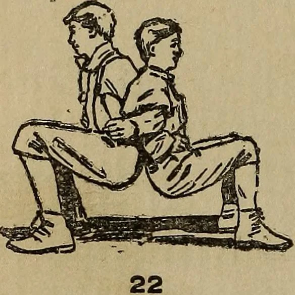 An illustration from How to, a book of tumbling, tricks, pyramids and games;, 1899, leaf 19