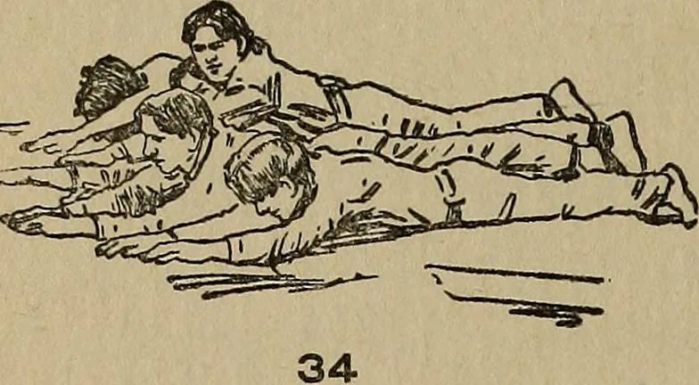 An illustration from How to, a book of tumbling, tricks, pyramids and games;, 1899, leaf 27
