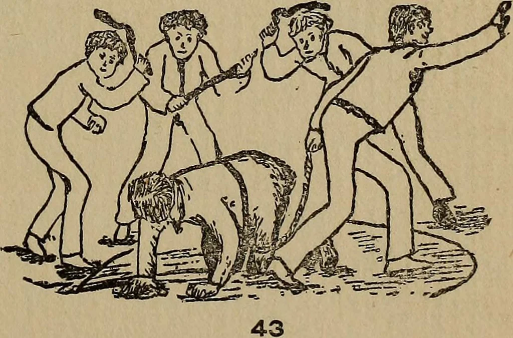 An illustration from How to, a book of tumbling, tricks, pyramids and games;, 1899, leaf 32