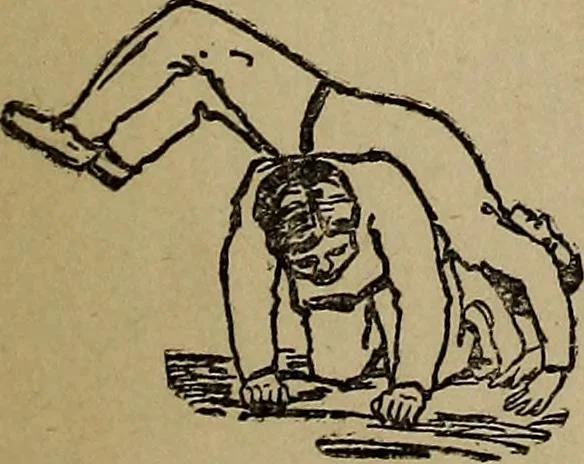 An illustration from How to, a book of tumbling, tricks, pyramids and games;, 1899, leaf 34