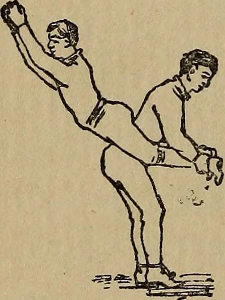 An illustration from How to, a book of tumbling, tricks, pyramids and games;, 1899, leaf 37