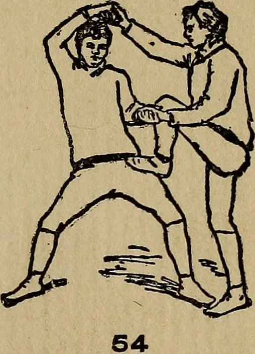 An illustration from How to, a book of tumbling, tricks, pyramids and games;, 1899, leaf 40