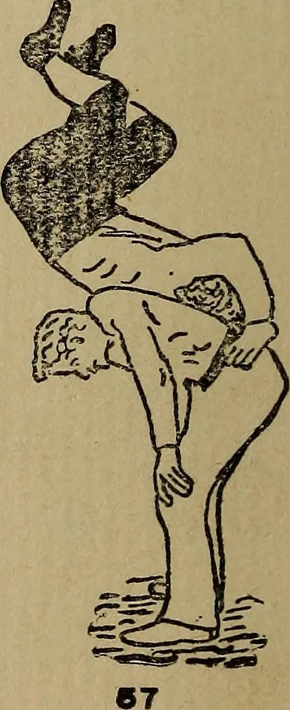 An illustration from How to, a book of tumbling, tricks, pyramids and games;, 1899, leaf 41