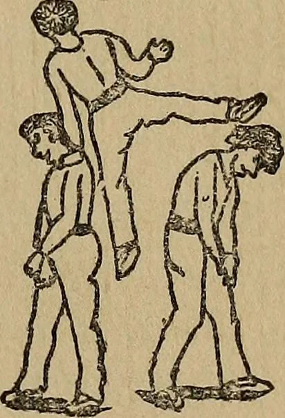 An illustration from How to, a book of tumbling, tricks, pyramids and games;, 1899, leaf 48