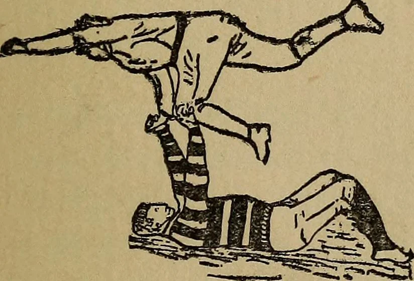 An illustration from How to, a book of tumbling, tricks, pyramids and games;, 1899, leaf 58