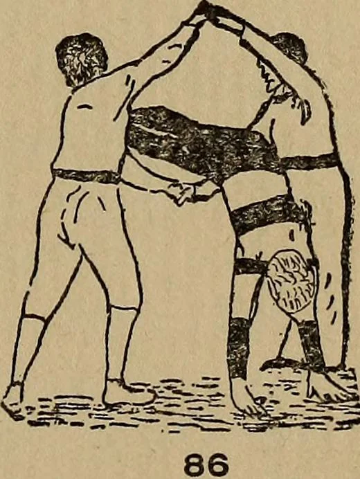 An illustration from How to, a book of tumbling, tricks, pyramids and games;, 1899, leaf 58