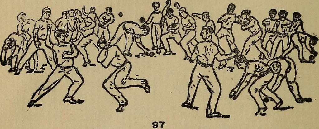An illustration from How to, a book of tumbling, tricks, pyramids and games;, 1899, leaf 65