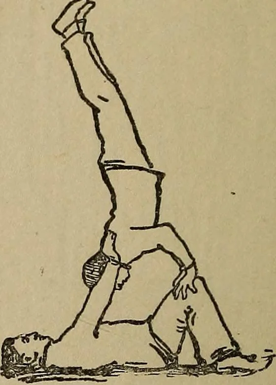 An illustration from How to, a book of tumbling, tricks, pyramids and games;, 1899, leaf 83
