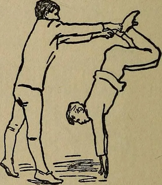 An illustration from How to, a book of tumbling, tricks, pyramids and games;, 1899, leaf 87