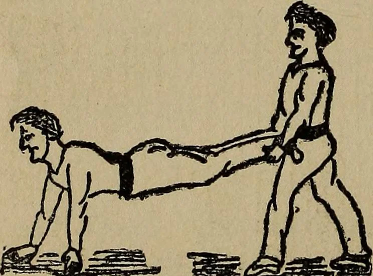 An illustration from How to, a book of tumbling, tricks, pyramids and games;, 1899, leaf 9