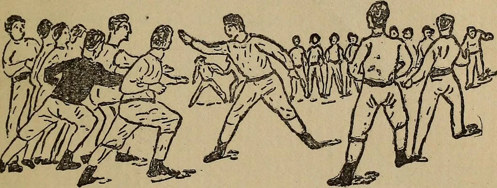 An illustration from How to, a book of tumbling, tricks, pyramids and games;, 1899, leaf 90