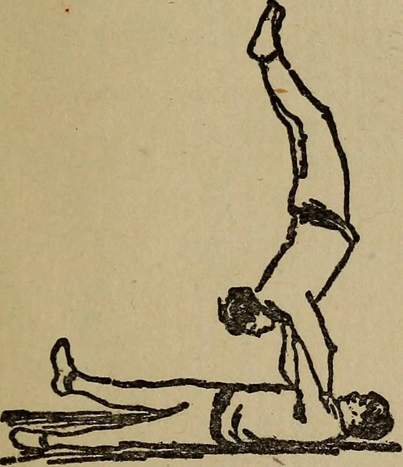 An illustration from How to, a book of tumbling, tricks, pyramids and games;, 1899, leaf 98