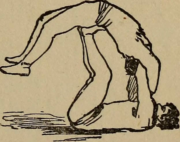 An illustration from How to, a book of tumbling, tricks, pyramids and games;, 1899, leaf 98