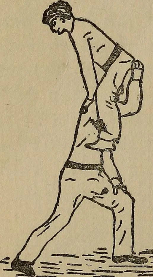 An illustration from How to, a book of tumbling, tricks, pyramids and games;, 1899, leaf 99