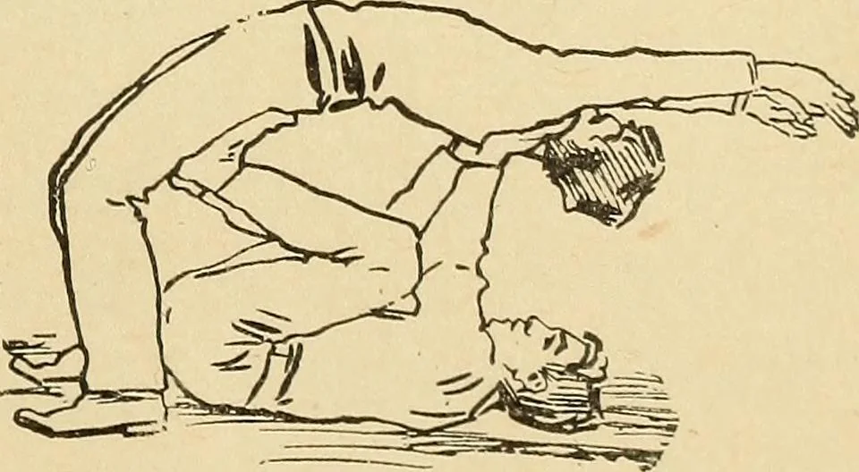 An illustration from How to, a book of tumbling, tricks, pyramids and games;, 1899, leaf 104