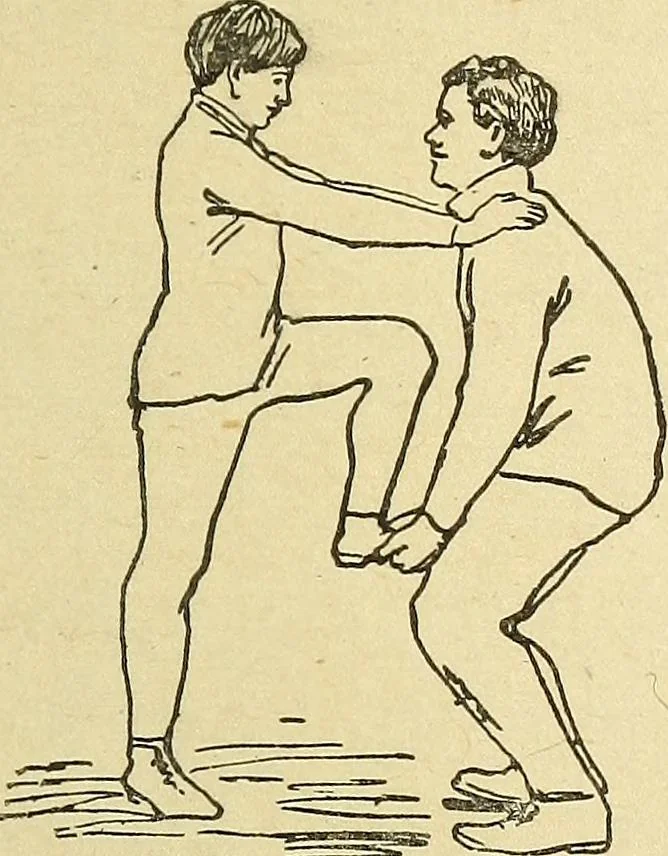An illustration from How to, a book of tumbling, tricks, pyramids and games;, 1899, leaf 106