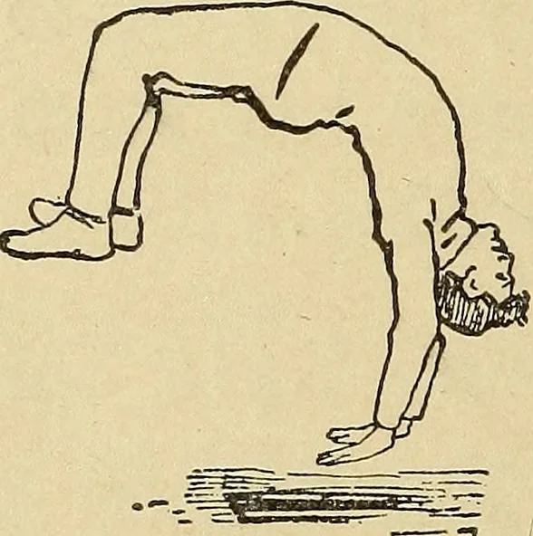 An illustration from How to, a book of tumbling, tricks, pyramids and games;, 1899, leaf 129