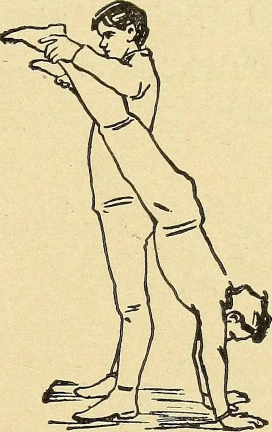 An illustration from How to, a book of tumbling, tricks, pyramids and games;, 1899, leaf 136