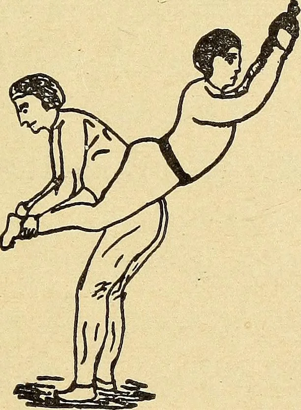 An illustration from How to, a book of tumbling, tricks, pyramids and games;, 1899, leaf 136