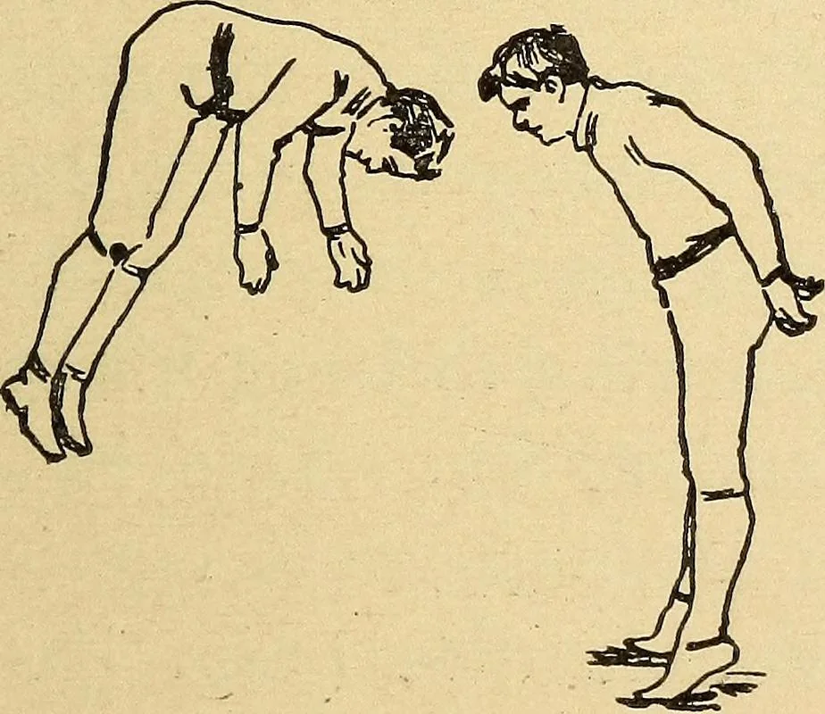 An illustration from How to, a book of tumbling, tricks, pyramids and games;, 1899, leaf 136