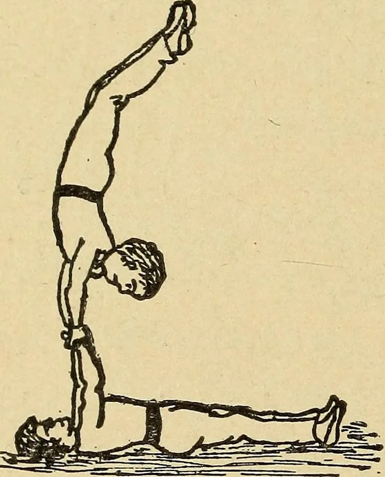 An illustration from How to, a book of tumbling, tricks, pyramids and games;, 1899, leaf 137