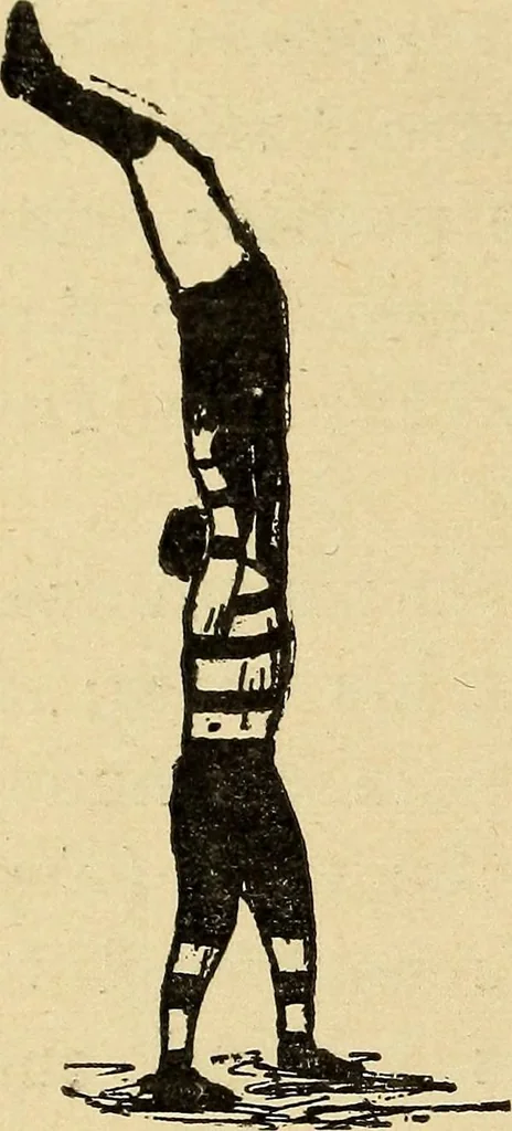 An illustration from How to, a book of tumbling, tricks, pyramids and games;, 1899, leaf 139