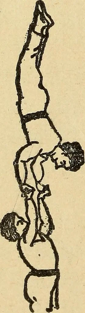 An illustration from How to, a book of tumbling, tricks, pyramids and games;, 1899, leaf 145