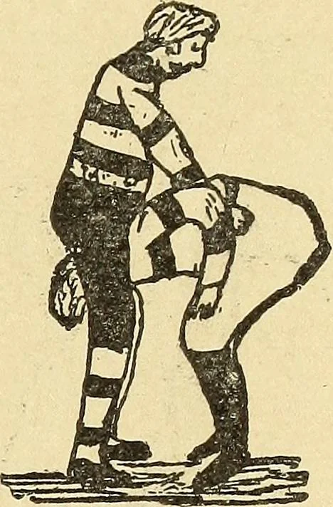 An illustration from How to, a book of tumbling, tricks, pyramids and games;, 1899, leaf 146