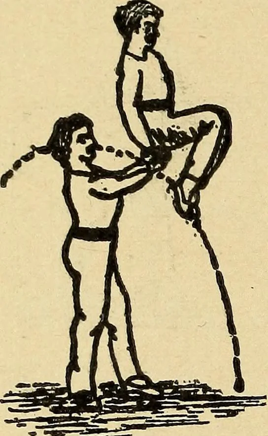An illustration from How to, a book of tumbling, tricks, pyramids and games;, 1899, leaf 147