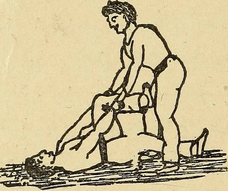 An illustration from How to, a book of tumbling, tricks, pyramids and games;, 1899, leaf 153