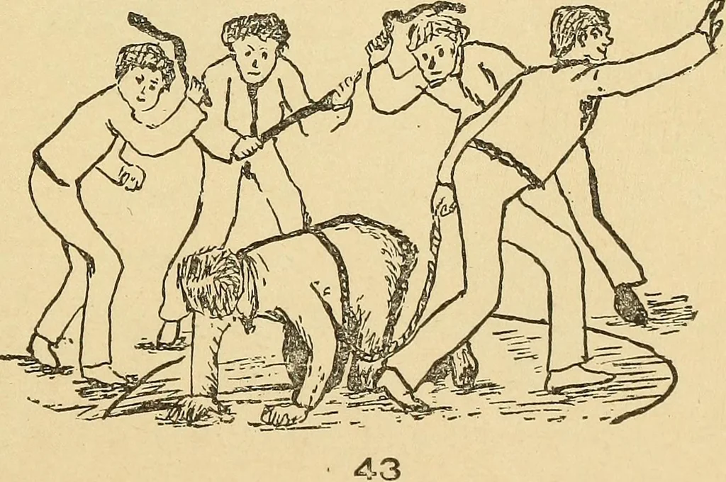 An illustration from How to, a book of tumbling, tricks, pyramids and games;, 1899, leaf 32