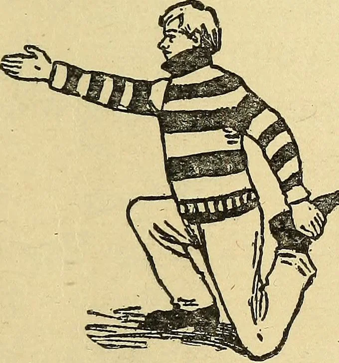An illustration from How to, a book of tumbling, tricks, pyramids and games;, 1899, leaf 36