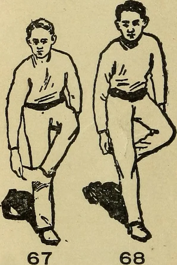 An illustration from How to, a book of tumbling, tricks, pyramids and games;, 1899, leaf 47