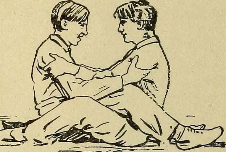 An illustration from How to, a book of tumbling, tricks, pyramids and games;, 1899, leaf 57