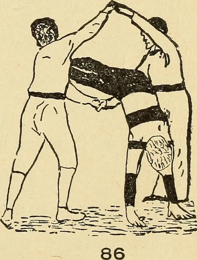An illustration from How to, a book of tumbling, tricks, pyramids and games;, 1899, leaf 58