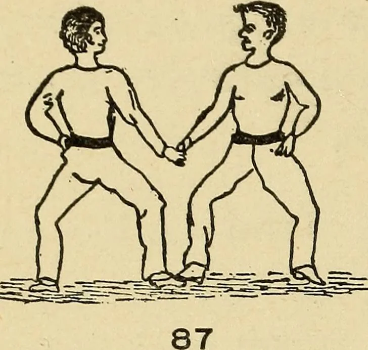 An illustration from How to, a book of tumbling, tricks, pyramids and games;, 1899, leaf 59