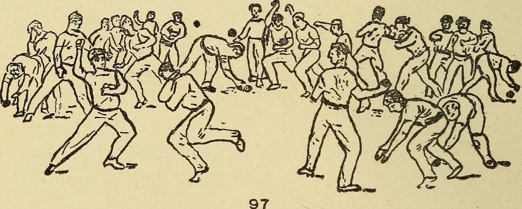 An illustration from How to, a book of tumbling, tricks, pyramids and games;, 1899, leaf 65