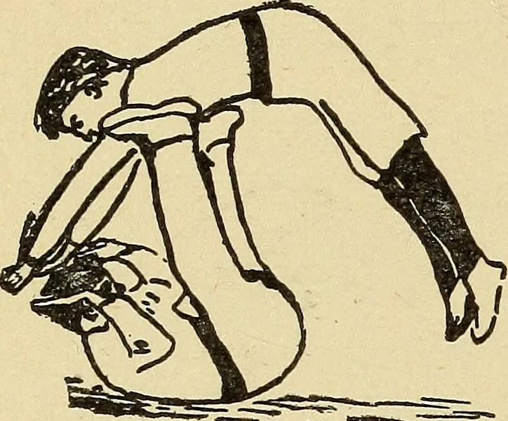 An illustration from How to, a book of tumbling, tricks, pyramids and games;, 1899, leaf 67