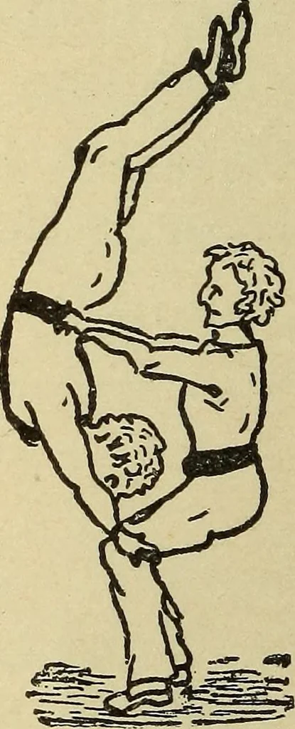 An illustration from How to, a book of tumbling, tricks, pyramids and games;, 1899, leaf 69