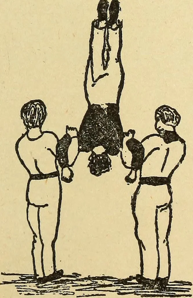 An illustration from How to, a book of tumbling, tricks, pyramids and games;, 1899, leaf 88