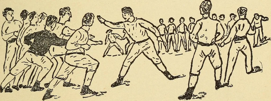 An illustration from How to, a book of tumbling, tricks, pyramids and games;, 1899, leaf 90