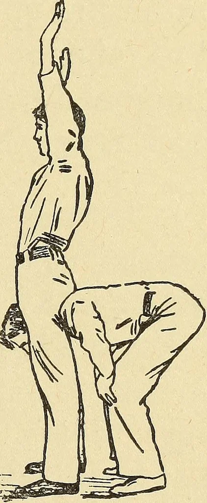 An illustration from How to, a book of tumbling, tricks, pyramids and games;, 1899, leaf 96