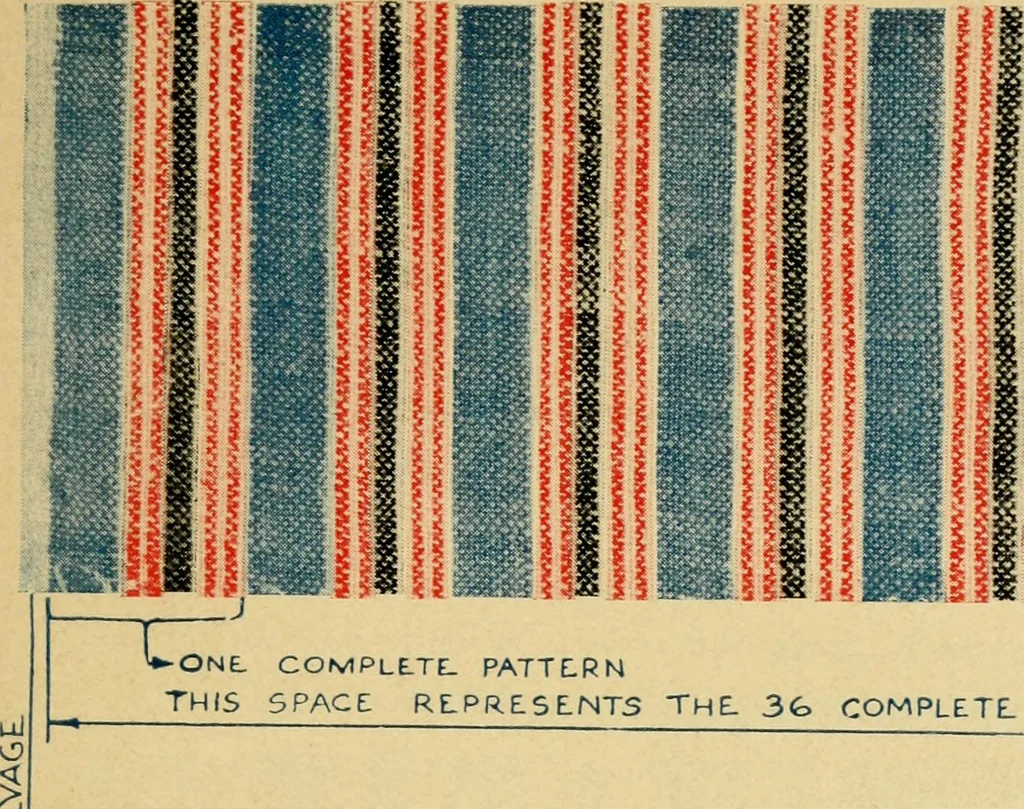 An illustration from How to figure out and arrange pattern work for weaving colored fabrics : explained and illustrated, together with other simple rules and calculations pertaining to weaving departments, 1915, leaf 26