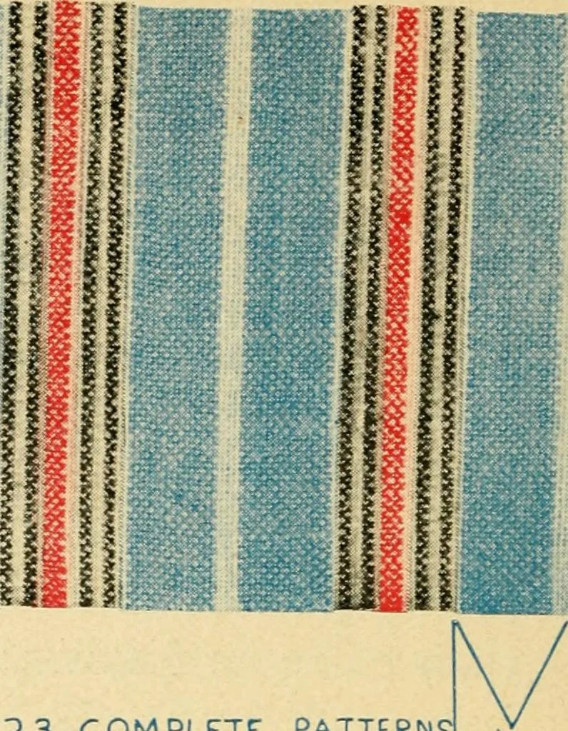 An illustration from How to figure out and arrange pattern work for weaving colored fabrics : explained and illustrated, together with other simple rules and calculations pertaining to weaving departments, 1915, leaf 35