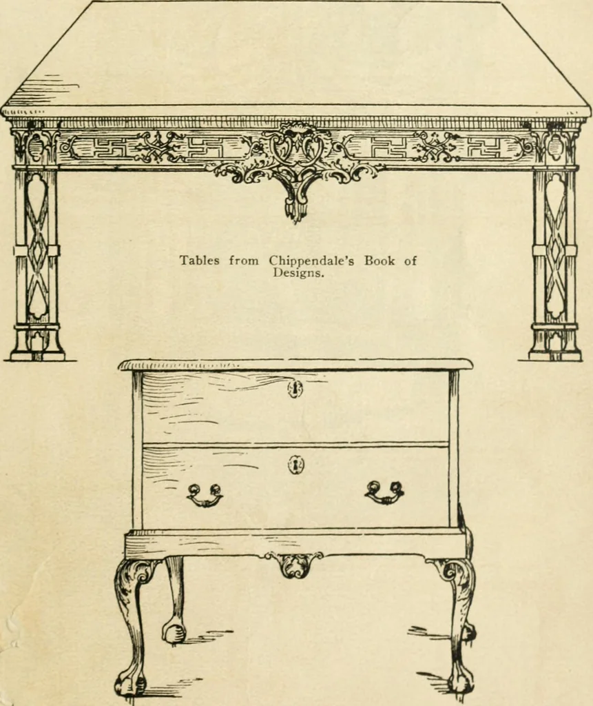 An illustration from How to know period styles in furniture; a brief history of furniture from the days of ancient Egypt to the present time, illustrated with over 300 typical examples and a brief description of each period, 1913, leaf 100