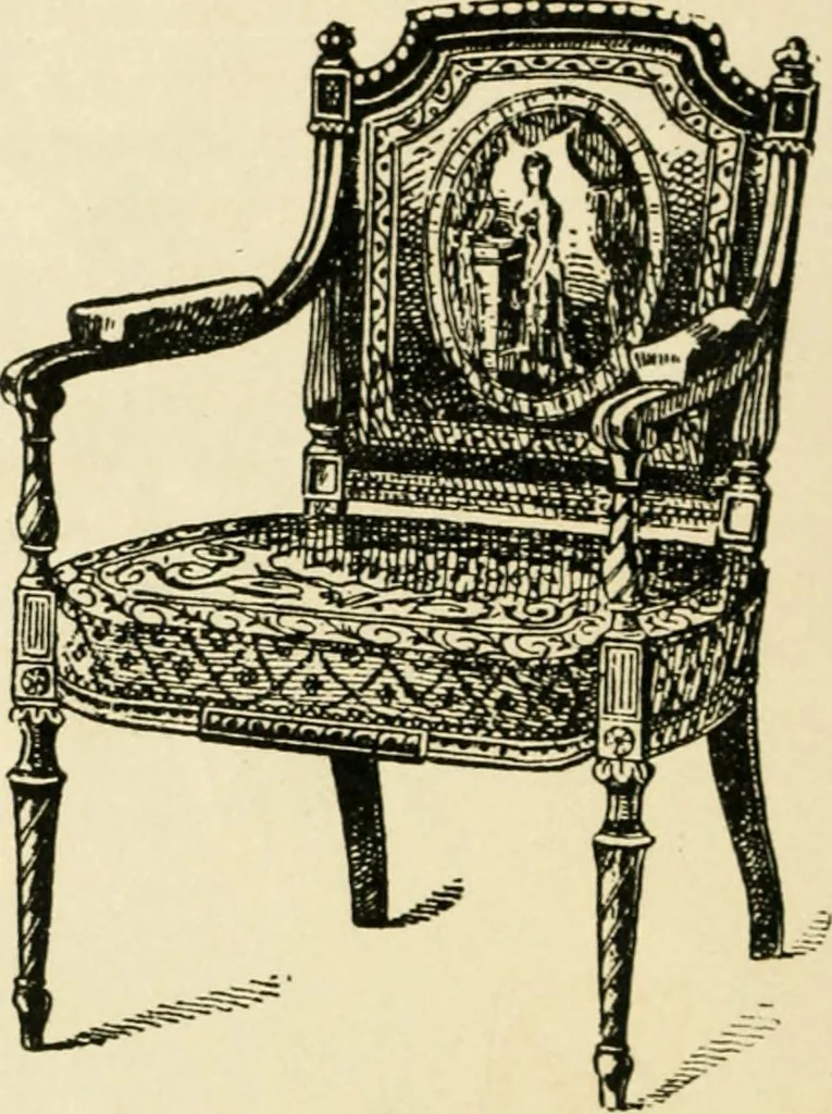 An illustration from How to know period styles in furniture; a brief history of furniture from the days of ancient Egypt to the present time, illustrated with over 300 typical examples and a brief description of each period, 1913, leaf 117