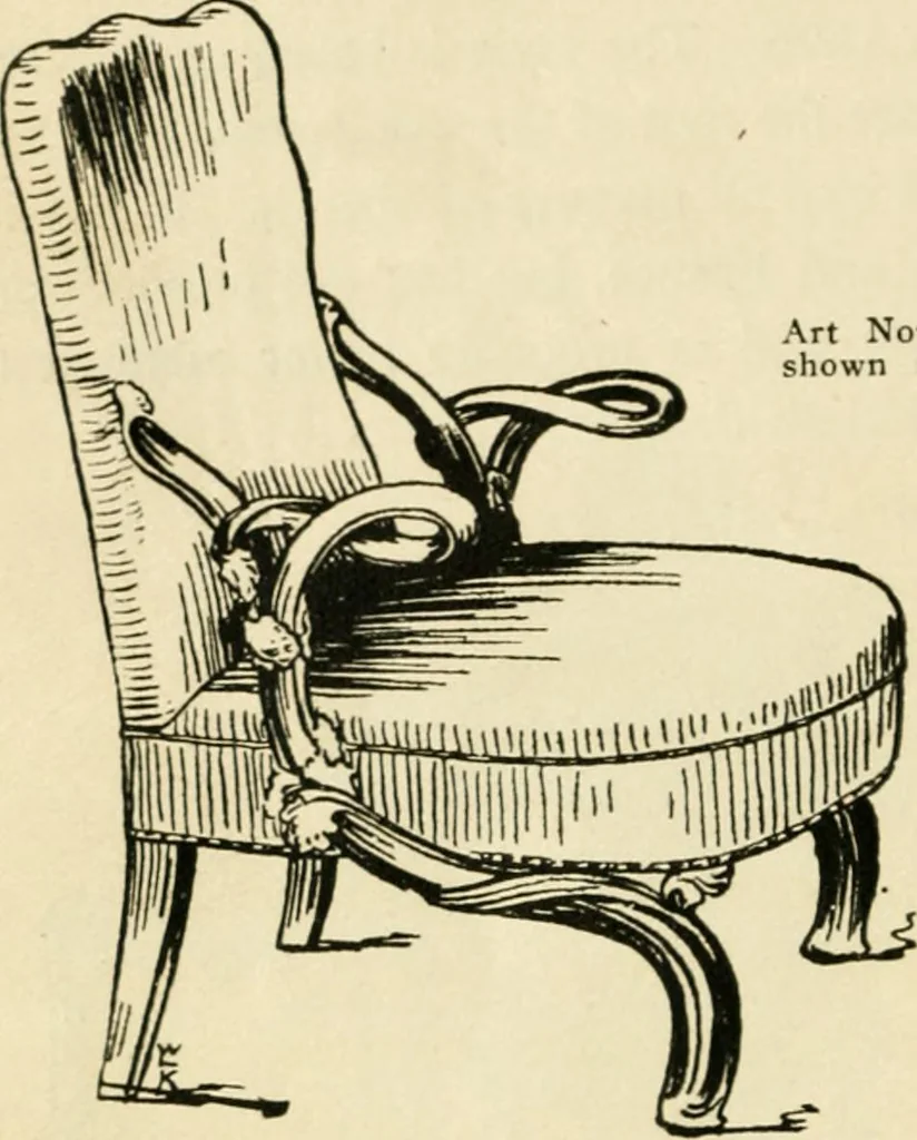 An illustration from How to know period styles in furniture; a brief history of furniture from the days of ancient Egypt to the present time, illustrated with over 300 typical examples and a brief description of each period, 1913, leaf 129