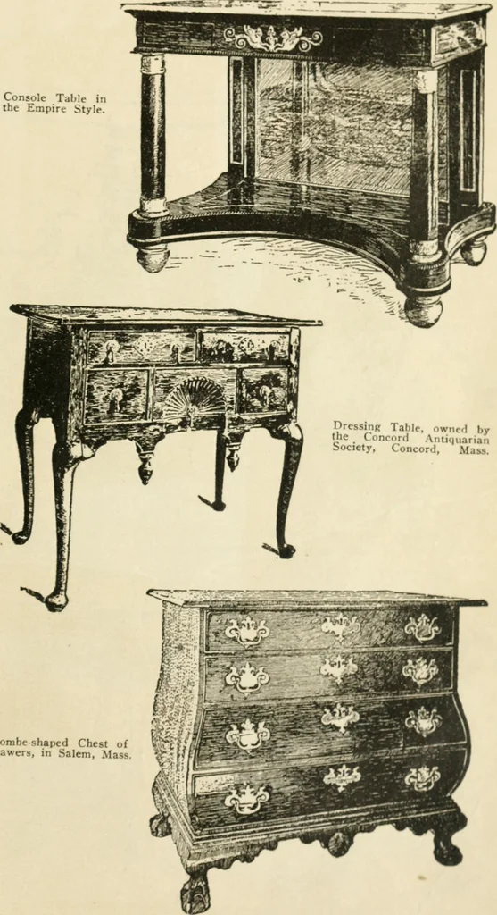 An illustration from How to know period styles in furniture; a brief history of furniture from the days of ancient Egypt to the present time, illustrated with over 300 typical examples and a brief description of each period, 1913, leaf 136
